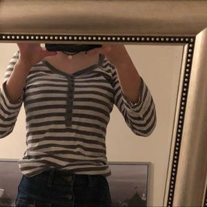 Grey and white striped shirt
